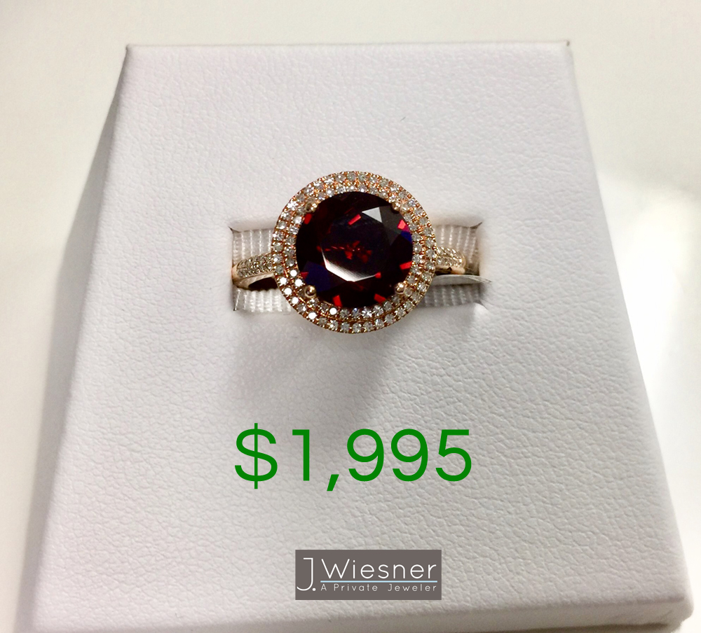 garnet and diamond engagement ring for sale san diego