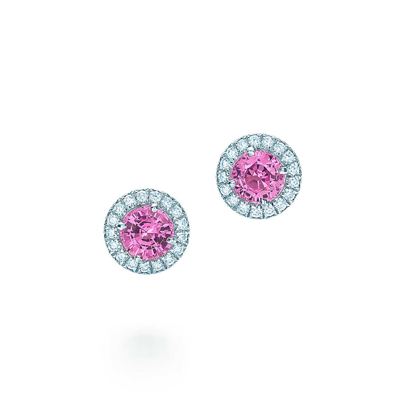 pink sapphire and diamond earrings for sale