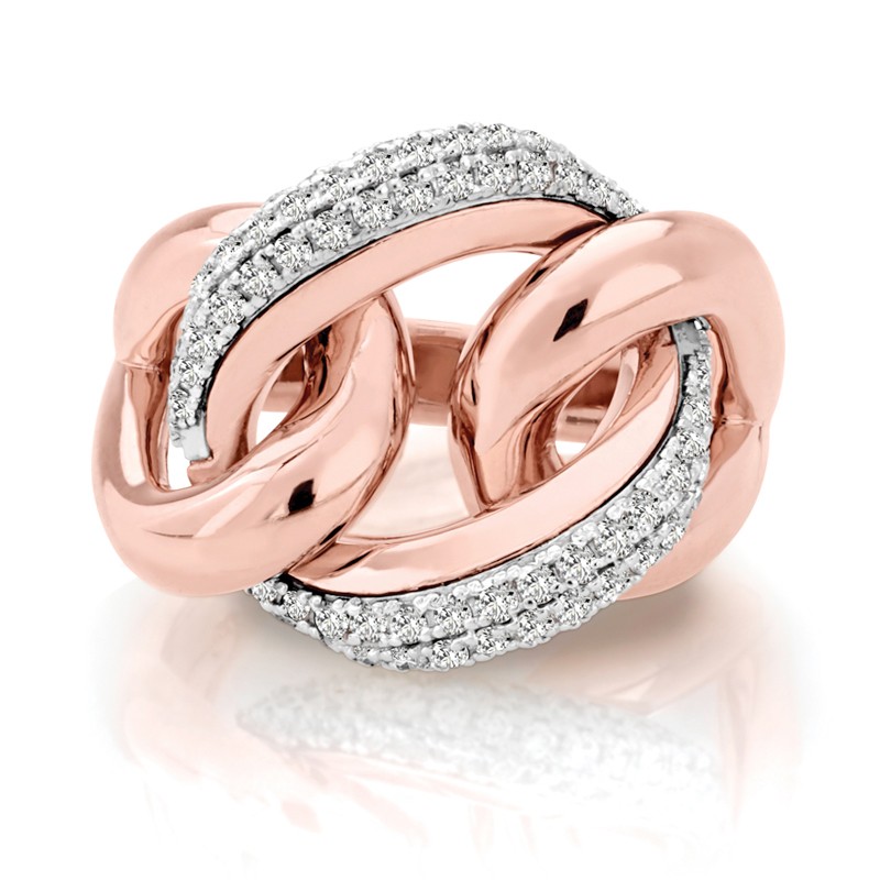 14 karat rose gold and diamond fashion ring