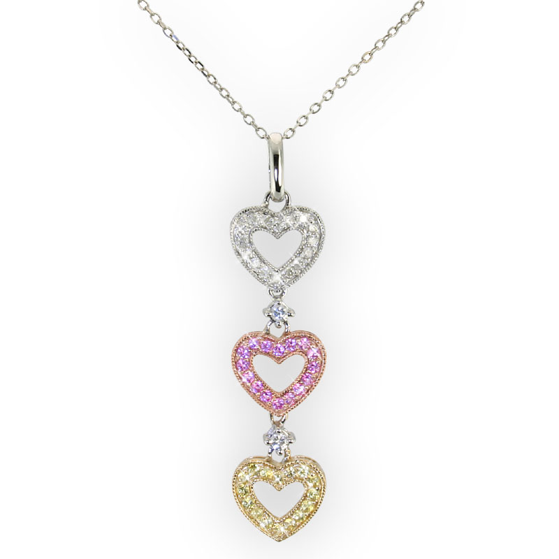 14K Gold Multi Color Heart Pendant Reg $895 Sale $295