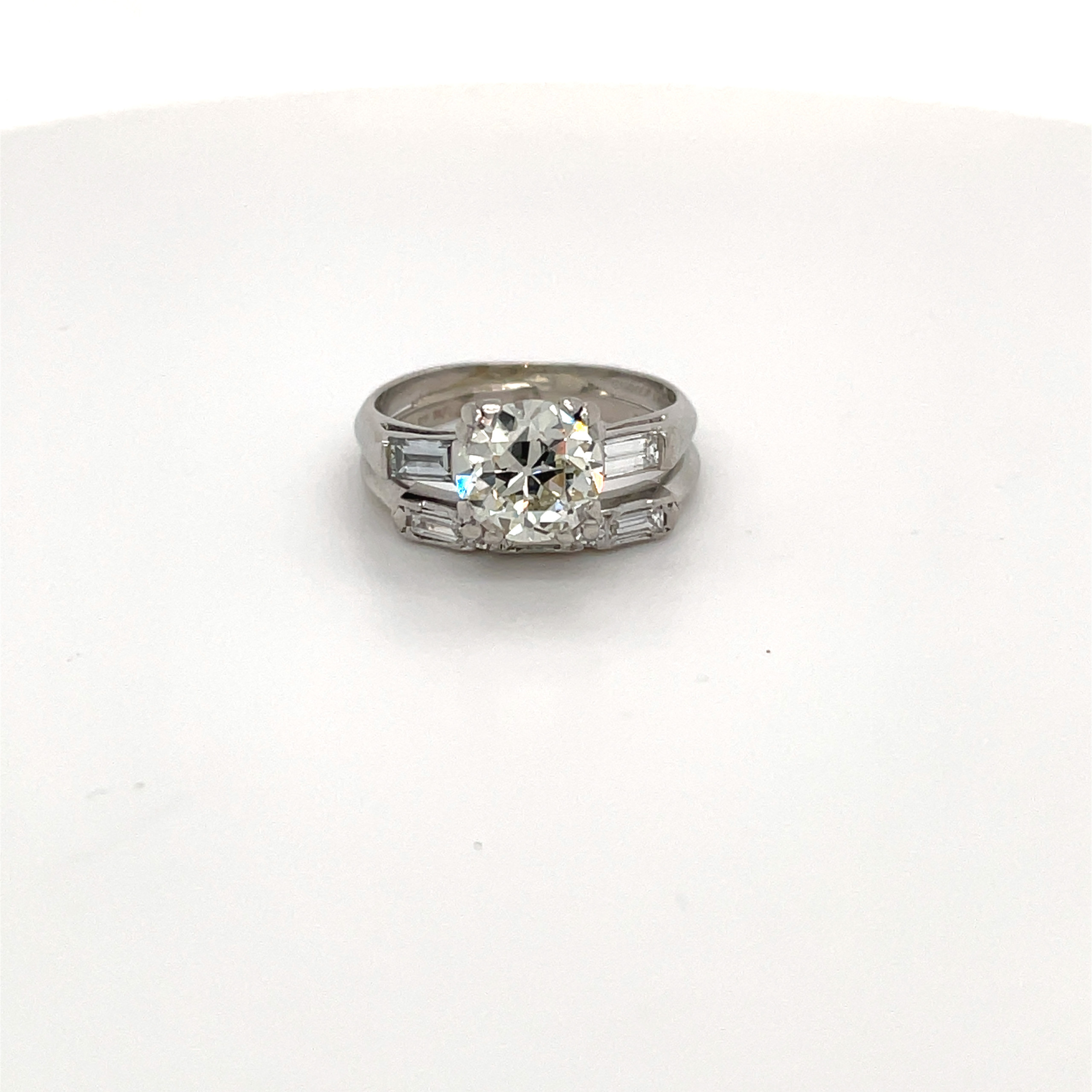 Estate diamond bridal set in platinum 1.36 carat center sale $5250