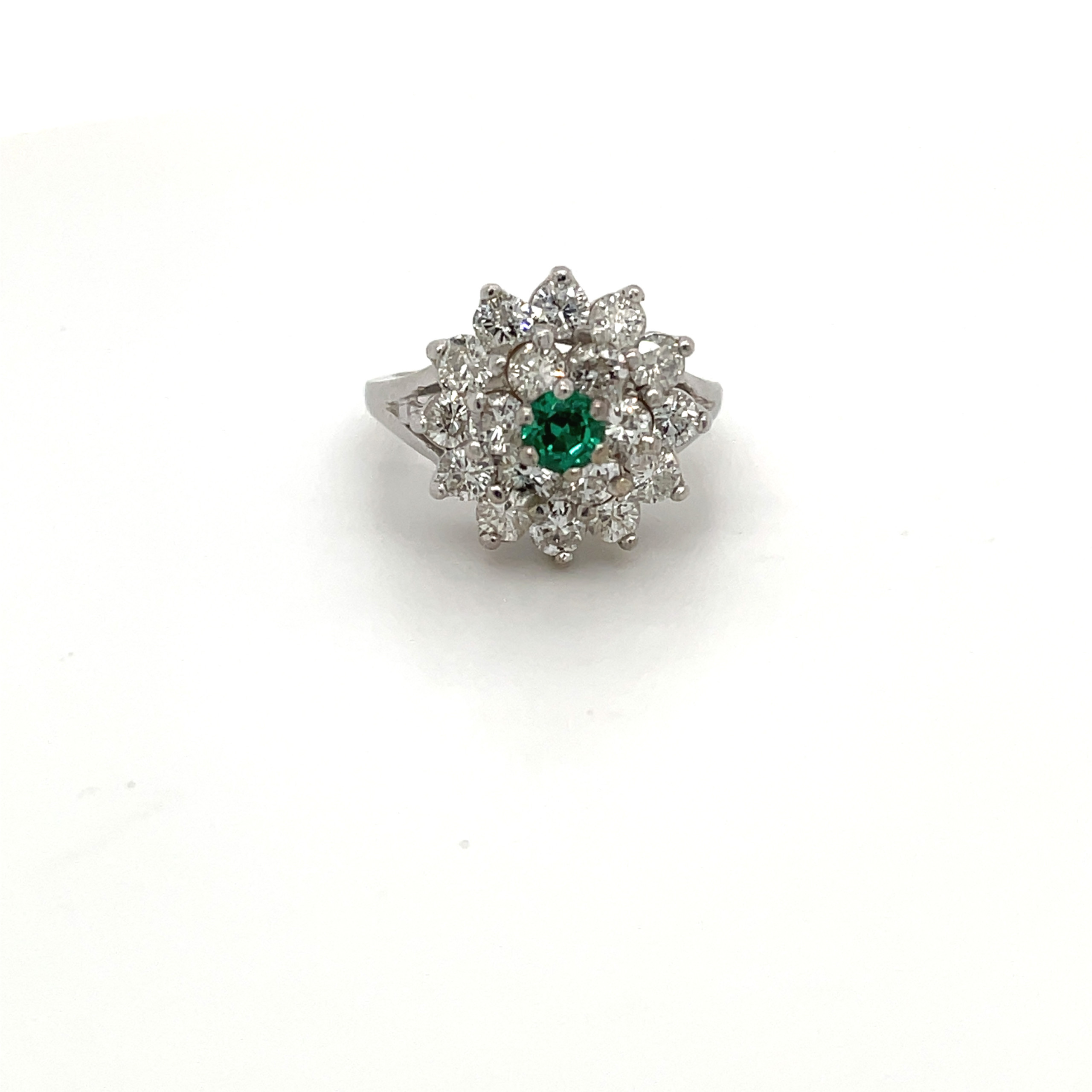 Estate emerald and diamond cluster ring Sale $1425 Vintage style diamond pendant