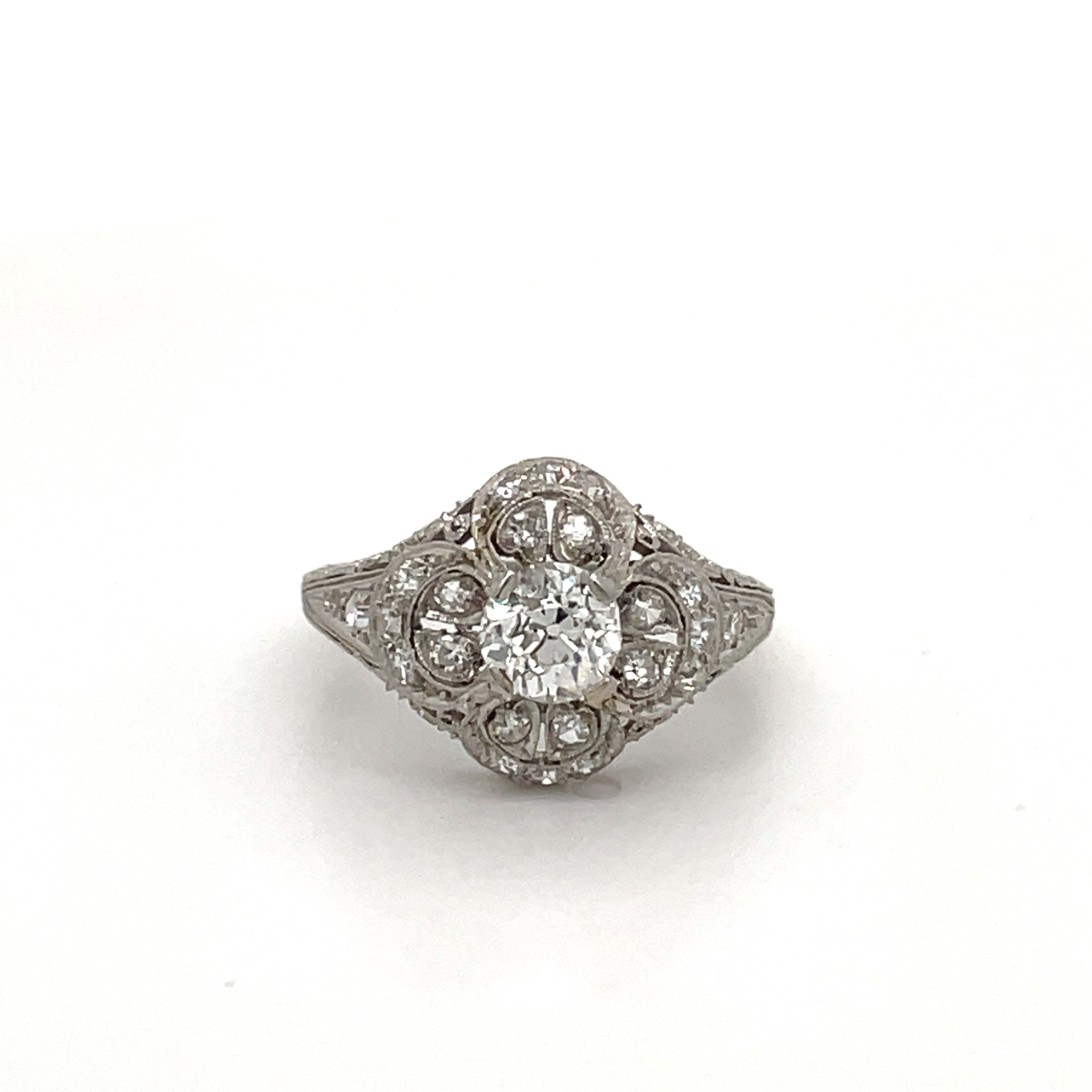 Platinum 1 carat total diamond estate engagement ring Sale $2250